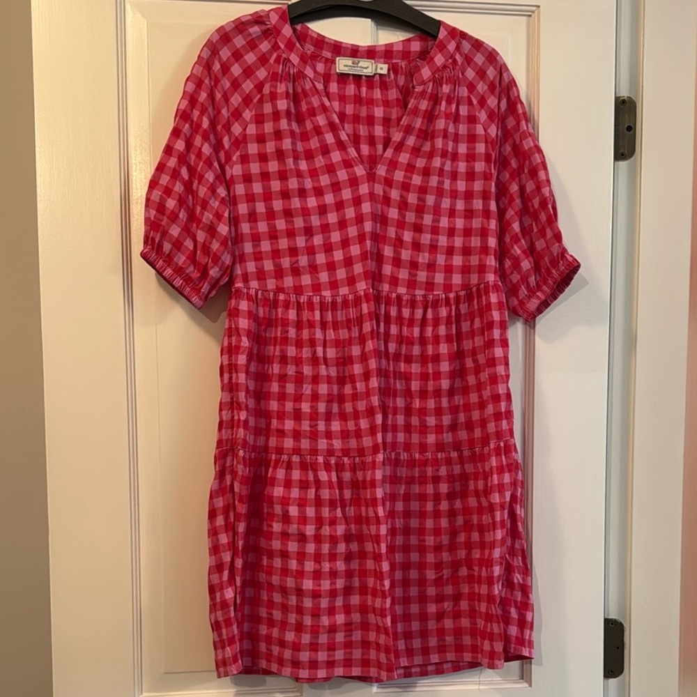 Vineyard Vines Red and Pink Gingham Checkered Dress